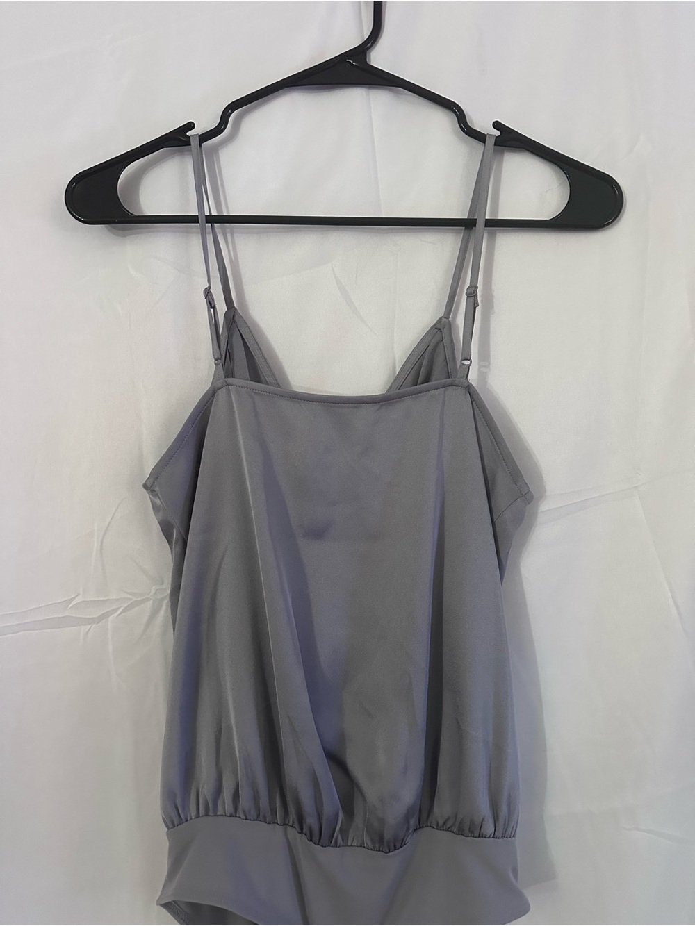 Express Grey Satin Surplice Bodysuit - Picture 5 of 5